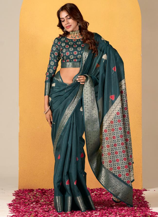 Dola Silk Morpeach Festival Wear Printed Saree